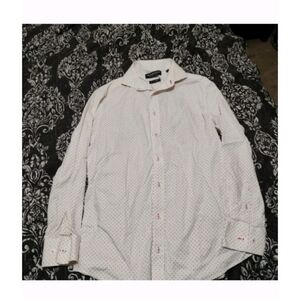 Classic White and Red Polka Dot Men's Dress Shirt